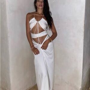 Elegant White Halter Dress